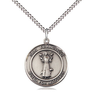 Pewter San Francis of Assisi Medal Religious Jewelry Engraved Catholic Saint Jewelry