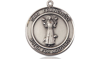 Sterling Silver San Francis of Assisi Medal Religious Jewelry Engraved Catholic Saint Jewelry