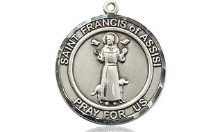 Sterling Silver Saint Francis of Assisi Medal Religious Jewelry Engraved Catholic Saint Jewelry