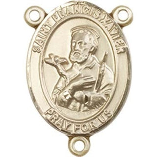 14kt Gold Saint Francis Xavier Rosary Center Rosary Center Engraved Catholic Saint Jewelry