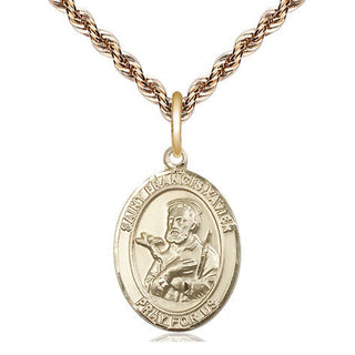 14kt Gold Saint Francis Xavier Medal Engraved Catholic Saint Jewelry