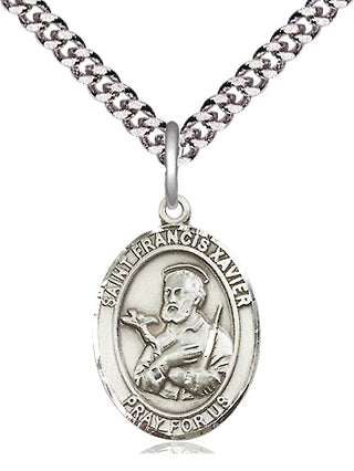 Pewter Saint Francis Xavier Medal Religious Jewelry Engraved Catholic Saint Jewelry