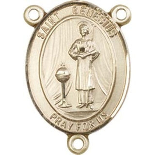 14kt Gold Filled Saint Genesius of Rome Rosary Center Rosary Center Engraved Catholic Saint Jewelry