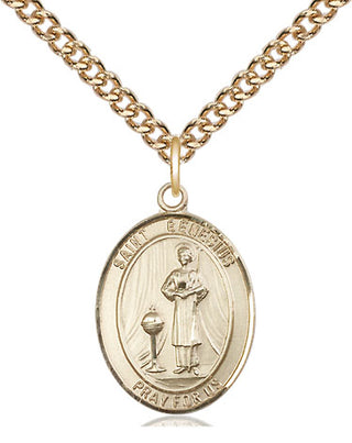 14kt Gold Filled Saint Genesius of Rome Medal Religious Jewelry Engraved Catholic Saint Jewelry