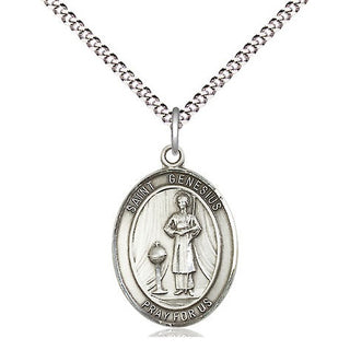 Pewter Saint Genesius of Rome Medal Religious Jewelry Engraved Catholic Saint Jewelry