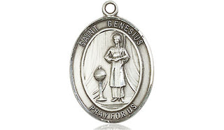 Sterling Silver Saint Genesius of Rome Medal Religious Jewelry Engraved Catholic Saint Jewelry