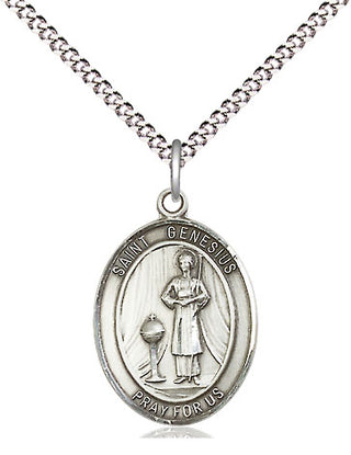 Sterling Silver Saint Genesius of Rome Medal Religious Jewelry Engraved Catholic Saint Jewelry