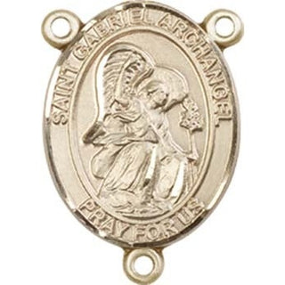14kt Gold Filled Saint Gabriel the Archangel Rosary Center Rosary Center Engraved Catholic Saint Jewelry