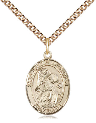 14kt Gold Saint Gabriel the Archangel Medal Engraved Catholic Saint Jewelry