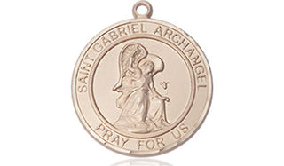 14kt Gold Saint Gabriel the Archangel Medal Engraved Catholic Saint Jewelry