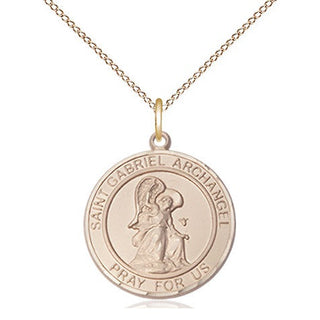 14kt Gold Saint Gabriel the Archangel Medal Engraved Catholic Saint Jewelry