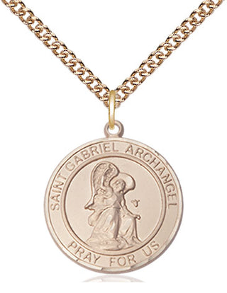 14kt Gold Saint Gabriel the Archangel Medal Engraved Catholic Saint Jewelry