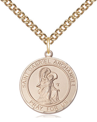 14kt Gold Saint Gabriel the Archangel Medal Engraved Catholic Saint Jewelry