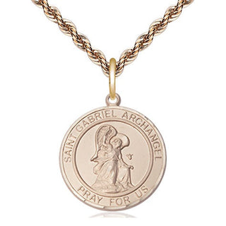 14kt Gold Saint Gabriel the Archangel Medal Engraved Catholic Saint Jewelry
