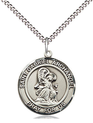 Pewter Saint Gabriel the Archangel Medal Religious Jewelry Engraved Catholic Saint Jewelry