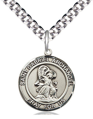 Pewter Saint Gabriel the Archangel Medal Religious Jewelry Engraved Catholic Saint Jewelry