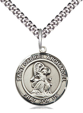 Sterling Silver Saint Gabriel the Archangel Medal Religious Jewelry Engraved Catholic Saint Jewelry