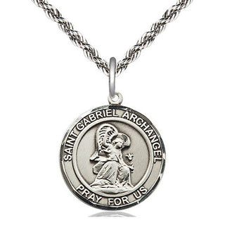 Sterling Silver Saint Gabriel the Archangel Medal Religious Jewelry Engraved Catholic Saint Jewelry