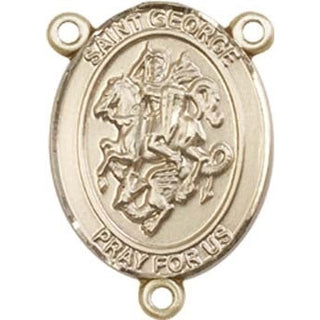 14kt Gold Saint George Rosary Center Rosary Center Engraved Catholic Saint Jewelry