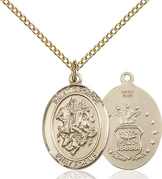 14kt Gold Filled Saint George Air Force Medal Religious Jewelry