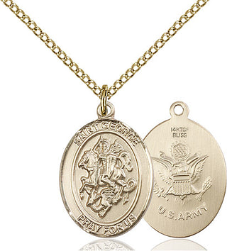 14kt Gold Filled Saint George Army Medal Religious Jewelry
