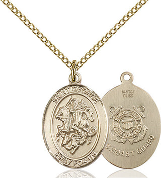 14kt Gold Filled Saint George Coast Guard Medal Religious Jewelry