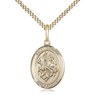 14kt Gold Filled Saint George Medal Religious Jewelry Engraved Catholic Saint Jewelry