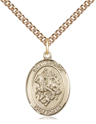 14kt Gold Filled Saint George Medal Religious Jewelry Engraved Catholic Saint Jewelry