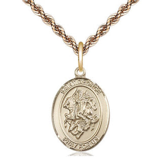 14kt Gold Filled Saint George Medal Religious Jewelry Engraved Catholic Saint Jewelry