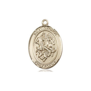 14kt Gold Saint George Medal Engraved Catholic Saint Jewelry