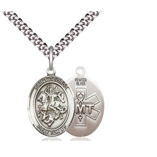 Pewter Saint George EMT Medal Religious Jewelry