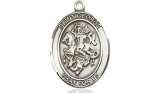 Pewter Saint George Medal Engraved Catholic Saint Jewelry