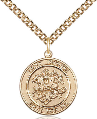14kt Gold Filled Saint George Medal Religious Jewelry Engraved Catholic Saint Jewelry
