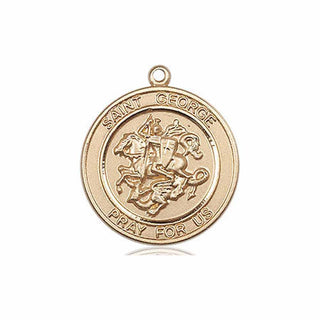 14kt Gold Saint George Medal Engraved Catholic Saint Jewelry