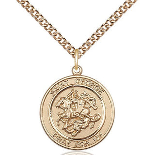 14kt Gold Saint George Medal Engraved Catholic Saint Jewelry