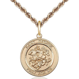 14kt Gold Saint George Medal Engraved Catholic Saint Jewelry