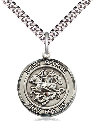 Pewter Saint George Medal Religious Jewelry Engraved Catholic Saint Jewelry