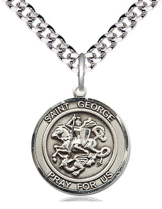 Pewter Saint George Medal Religious Jewelry Engraved Catholic Saint Jewelry