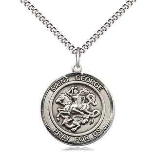 Sterling Silver Saint George Medal Religious Jewelry Engraved Catholic Saint Jewelry
