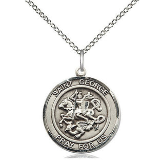 Sterling Silver Saint George Medal Religious Jewelry Engraved Catholic Saint Jewelry