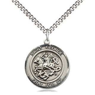 Sterling Silver Saint George Medal Religious Jewelry Engraved Catholic Saint Jewelry