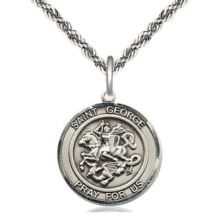Sterling Silver Saint George Medal Religious Jewelry Engraved Catholic Saint Jewelry