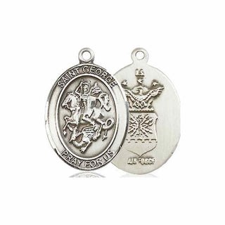 Sterling Silver Saint George Air Force Medal Religious Jewelry