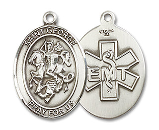 Sterling Silver Saint George EMT Medal Religious Jewelry
