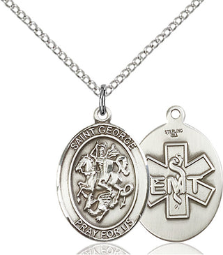 Sterling Silver Saint George EMT Medal Religious Jewelry