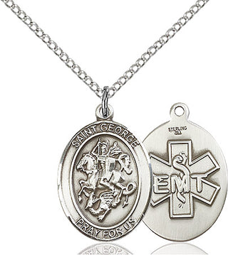 Sterling Silver Saint George EMT Medal Religious Jewelry