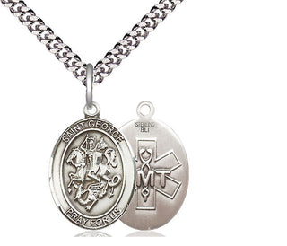 Sterling Silver Saint George EMT Medal Religious Jewelry