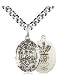 Sterling Silver Saint George Air Force Medal Religious Jewelry