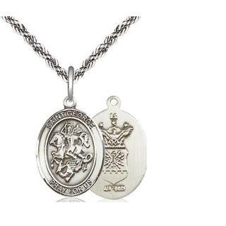 Sterling Silver Saint George Air Force Medal Religious Jewelry