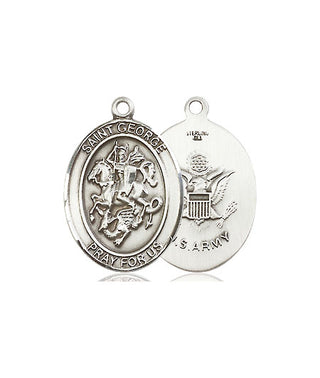 Sterling Silver Saint George Army Medal Religious Jewelry